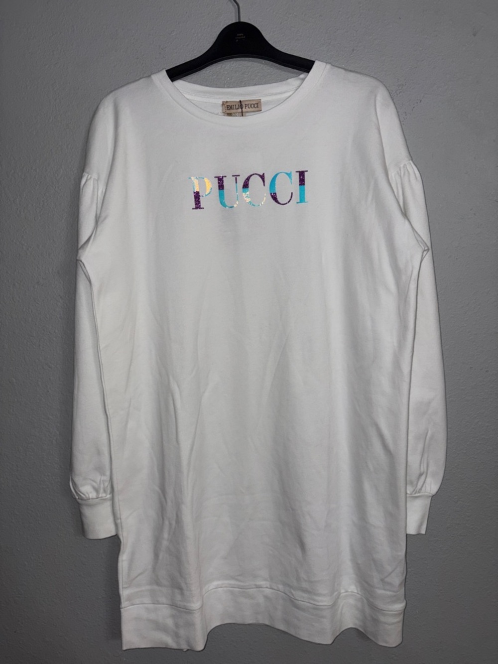 Pucci White Logo Sweatshirt Dress NWT